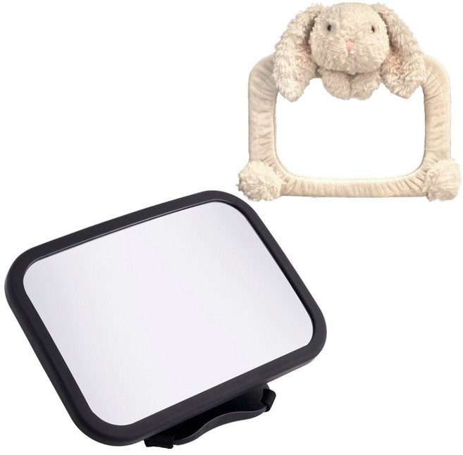 메리본 카시트 후방거울 + 토끼 커버 세트, 블랙, 1세트