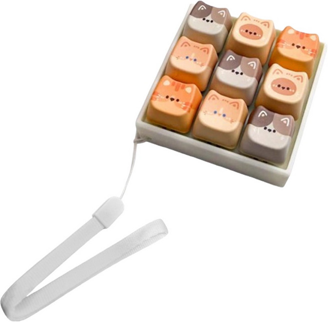 원이네 고양이 키보드 키캡 키링 9구, 1개, 혼합색상