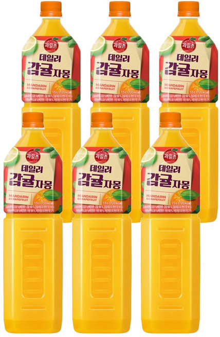 해태htb 과일촌 데일리 감귤자몽 주스, 6개, 1.5L
