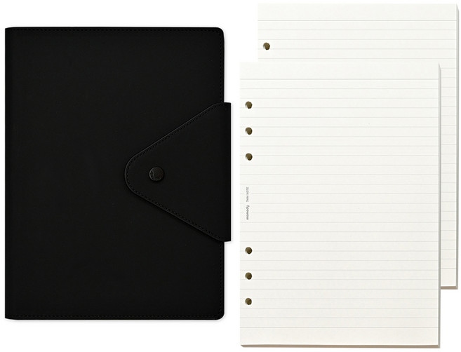 모모디 모먼트 프리미엄 데일리 7mm 라인 6공 다이어리, 블랙, 1개