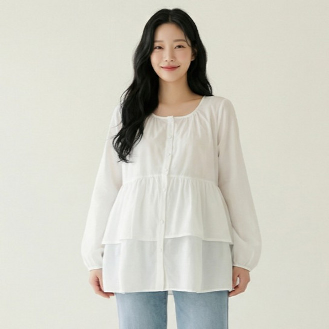 휴데이 러블리 셔링 임부복 블라우스