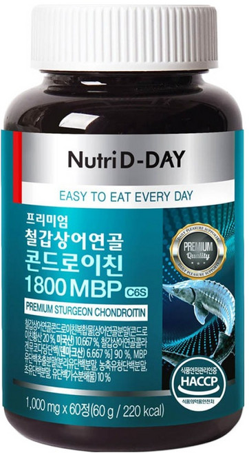 뉴트리디데이 프리미엄 철갑상어연골 콘드로이친 1800 MBP C6S 60g, 1개, 60정