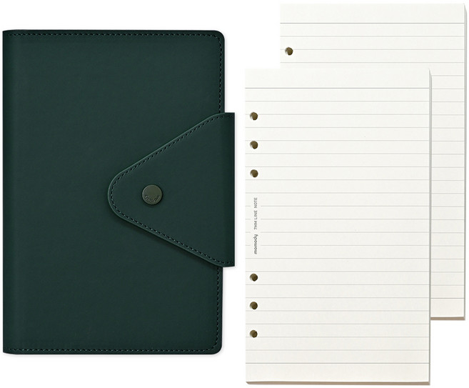 모모디 모먼트 프리미엄 데일리 7mm 라인 6공 다이어리, 딥그린, 1개