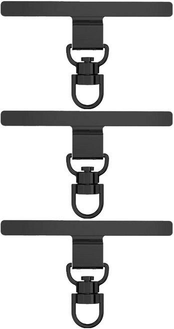 프로젝트모스 휴대폰 메탈 태그홀더 스트랩 D형고리 행온택, 블랙, 3개