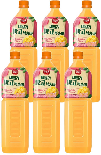 해태htb 과일촌 데일리 망고복숭아 주스, 6개, 1.5L