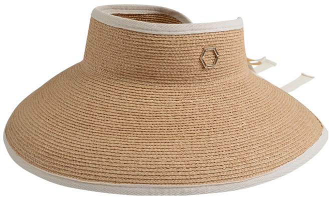 페르시안캣 여성용 헥사곤 지사 리본 플로피햇 P52WCP65, 베이지, 1개