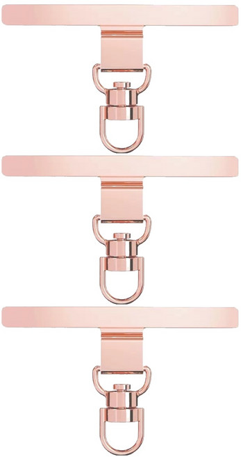 프로젝트모스 휴대폰 메탈 태그홀더 스트랩 D형고리 행온택, 로즈 골드, 3개