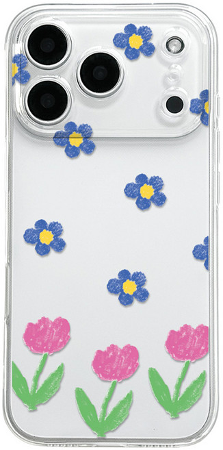 핫티몰 플라워 스케치 프린팅 투명 휴대폰 케이스