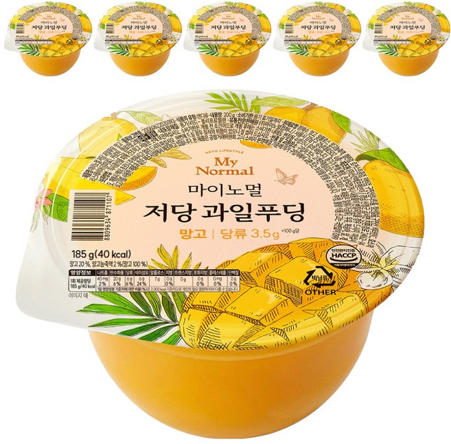 마이노멀 저당 과일푸딩 망고, 185g, 6개
