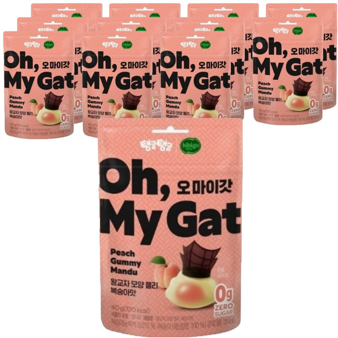 비비고 탱글탱글 오마이갓 왕교자 모양 젤리 복숭아맛, 12개, 40g
