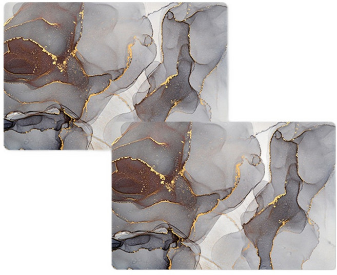 대리석패턴 규조토 발매트 60 x 40 cm, 그레이, 2개