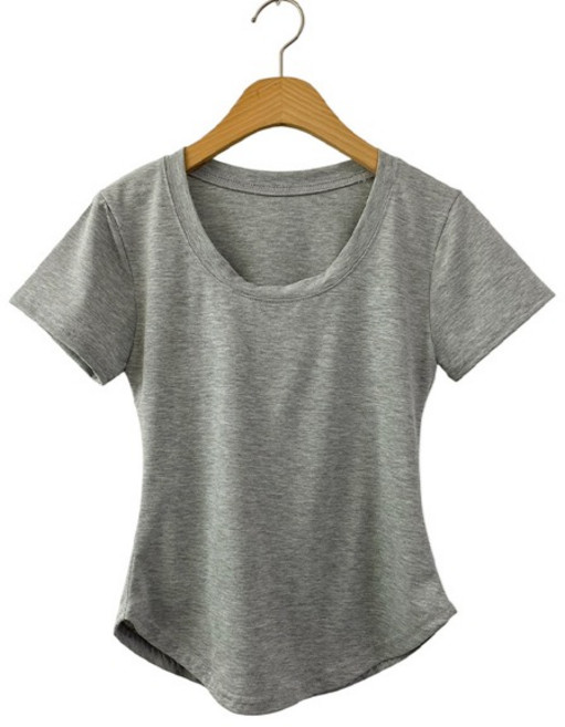 슈가펀 여성용 나보 슬림핏 크롭 무지 반팔 티셔츠