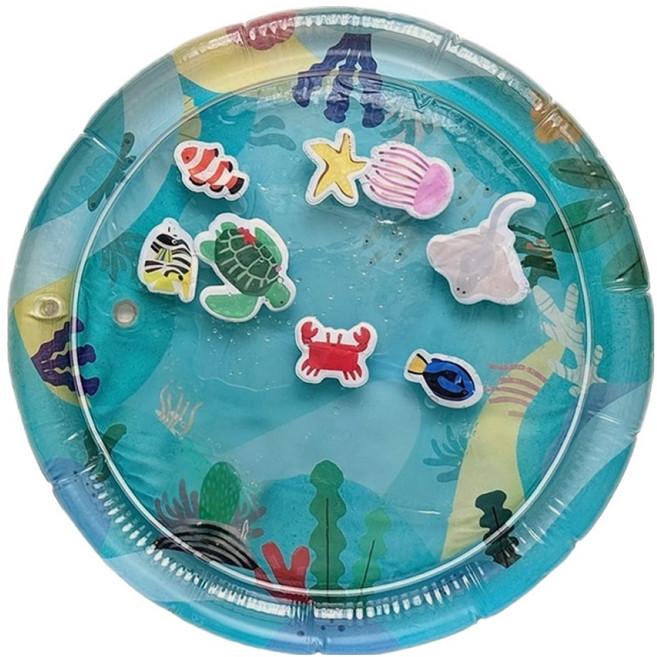 엔밀리밀리 유아용 원형 빅사이즈 오감발달 터미타임 워터매트 장난감, 블루, 1개