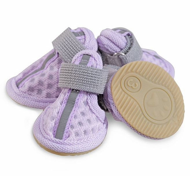 칠시 강아지 초경량 에어메쉬 미끄럼방지 신발, 보라, 4개