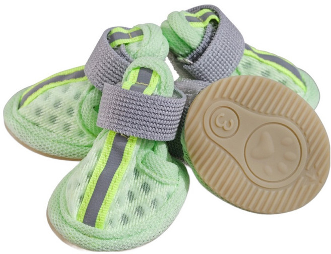 칠시 강아지 초경량 에어메쉬 미끄럼방지 신발, 그린, 4개