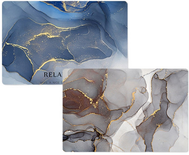 디와이커머스 대리석패턴 규조토 발매트, 그레이, 블루, 2개
