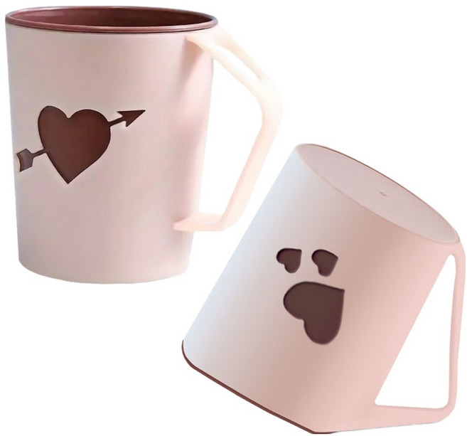 TheLiving 큐피트의 화살 물빠짐 거꾸로 양치컵, 핑크, 2개