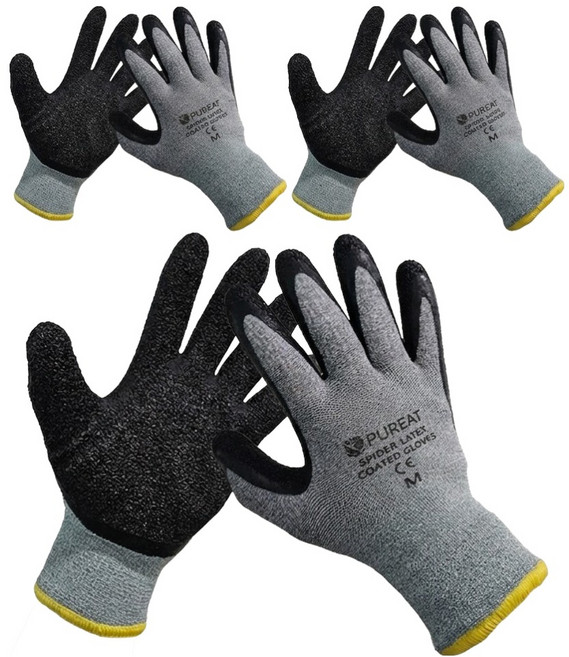 퓨리트 스파이더 라텍스코팅 동계용 안전 작업장갑 M, 3개, 그레이
