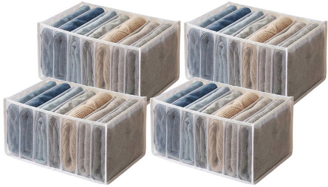 마메 홈 망사 통풍 옷 수납 7칸 옷장정리함, 화이트, 4개