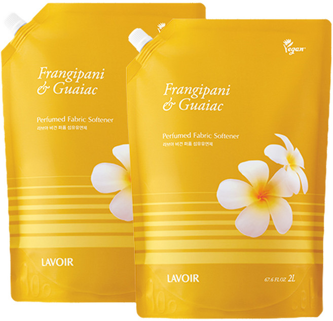 라브아 퍼퓸 초고농축 비건 섬유유연제 프랑지파니 앤 가이악, 2L, 1개입, 2개