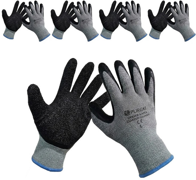 퓨리트 스파이더 라텍스코팅 동계용 안전 작업장갑 L, 5개, 그레이