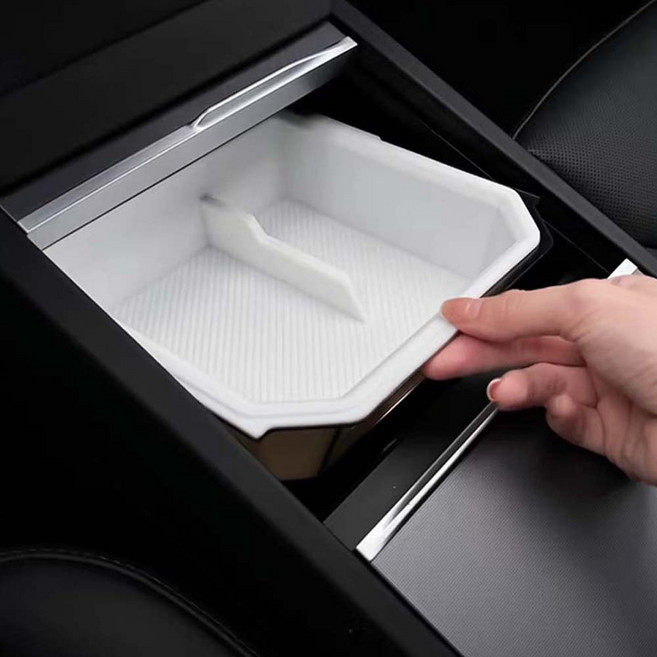 카에버 콘솔박스 스크래치 방지 수납커버, 화이트, 테슬라 모델Y 주니퍼