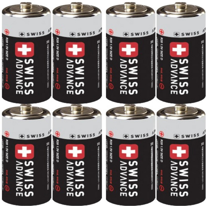 스위스어드밴스 망간 건전지 D형 R20, 4개, 2개입