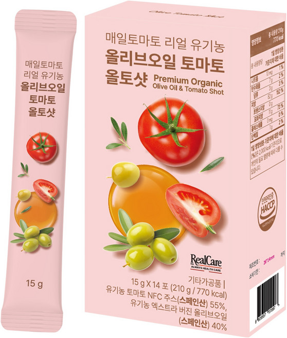 리얼케어 매일 토마토 리얼 유기농 올리브오일 토마토 올토샷 14p, 1개, 14회분
