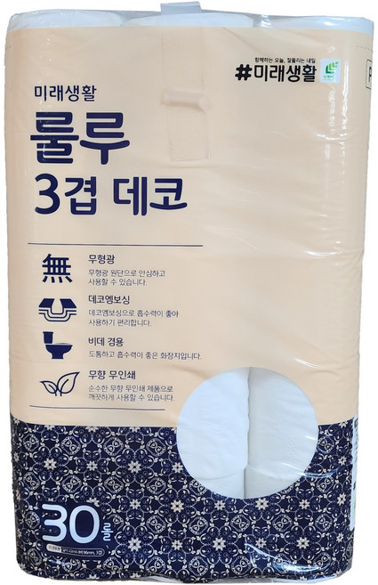 미래생활 룰루 3겹데코 화장지, 22m, 30개입, 1세트