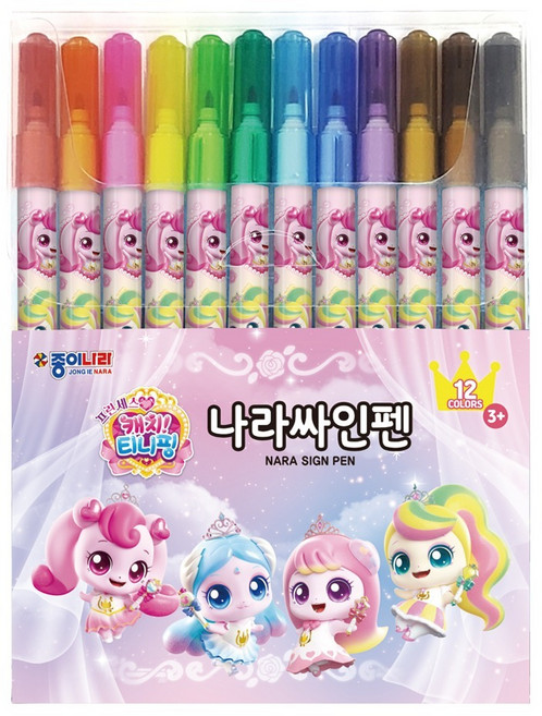종이나라 캐치티니핑 나라싸인펜, 1세트, 12색