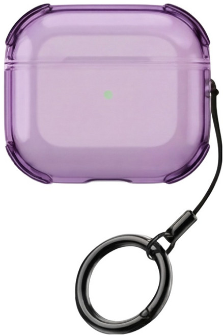 디노로웰 투명 TPU 케이스 + 스트랩 세트, 클리어퍼플, 1세트, 에어팟 프로 3