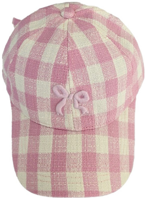 한스모자 여성용 얼굴작아보이는 깊은핏 리본 체크 볼캡