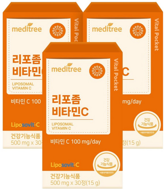 메디트리 바이탈포켓 리포좀 비타민C 15g, 3개, 30정