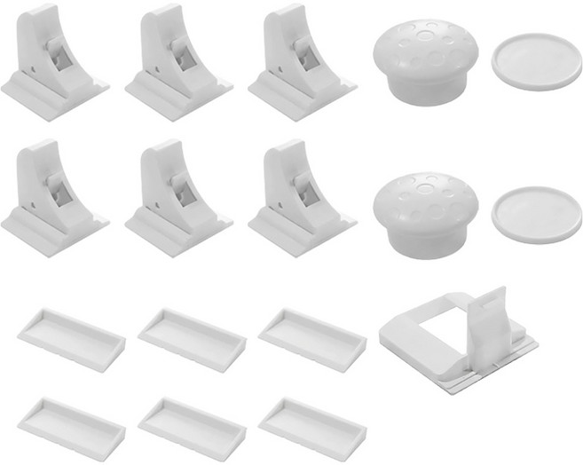 디펜즈만 가구 도어 자석 손잡이 안전 잠금장치 6p 세트, 화이트, 1세트