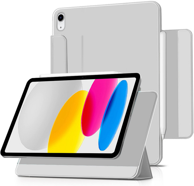 더조은셀러 폴리오 3단 분리 마그네틱 스탠드 아이패드 케이스, 페일 그레이, 1개