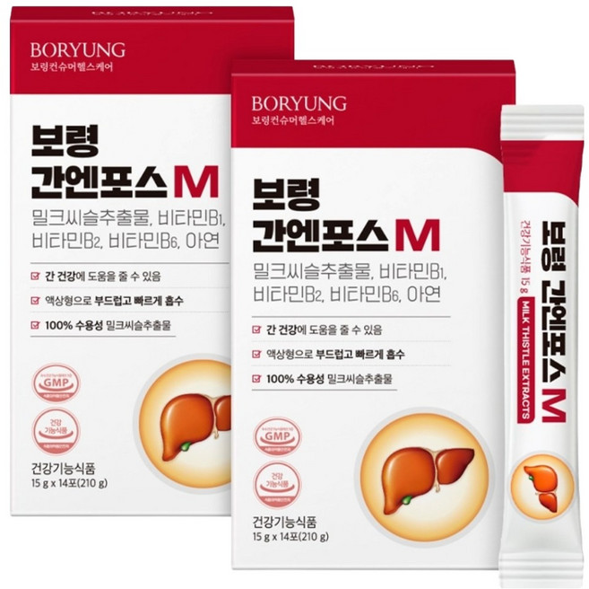 보령 간엔포스M 액상 밀크씨슬 간건강 실리마린 14p, 2개, 210g