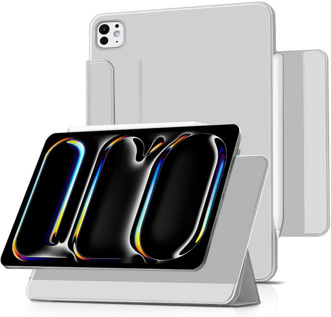 더조은셀러 폴리오 3단 분리 마그네틱 스탠드 아이패드 케이스, 페일 그레이, 1개