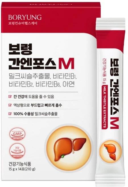 보령 간엔포스M 액상 밀크씨슬 간건강 실리마린 14p, 1개, 210g - 쿠팡