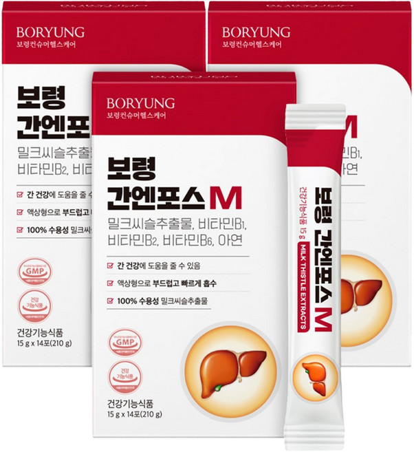 보령 간엔포스M 액상 밀크씨슬 간건강 실리마린 14p, 3개, 210g