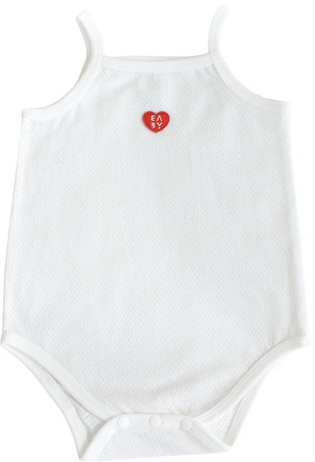 BABY&I 新生兒用愛心網眼細肩帶包屁衣