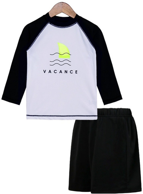 유라비 아동용 샤크 래쉬가드 상의 + 하프 팬츠 세트