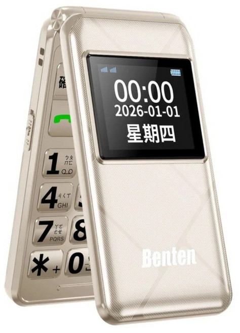 Benten 奔騰 A86 4G雙螢幕手持式行動電話, 金色, 0.1GB