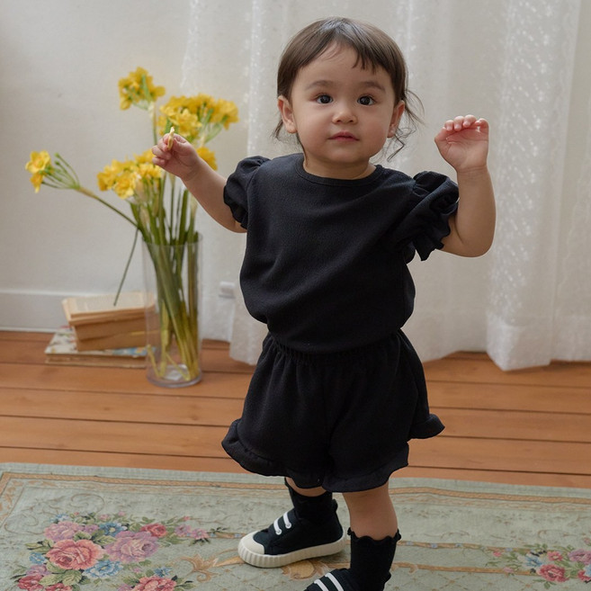 베베나인 퍼프 티셔츠 + 반바지 세트