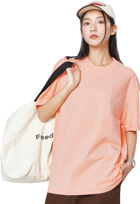 ONE BOY 透氣吸濕柔軟滑順祕魯棉冰棉T恤 NO.240027, 奶油橘