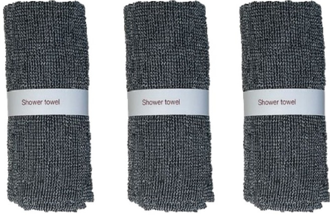 소프렌 슈퍼하드 샤워타월, 차콜, 1개, 3개입