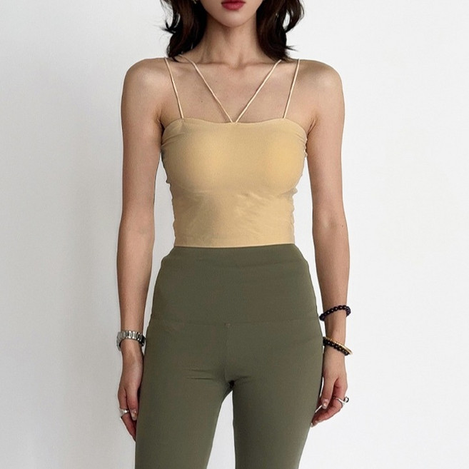 더시럽 여성용 더블 스트랩 패드 내장 민소매 2p