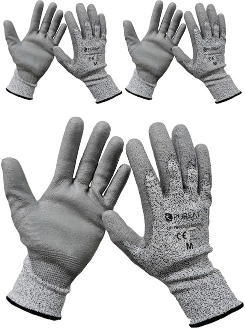 퓨리트 컷프로텍트 다목적 안전 작업장갑 양손착용 세트 M, 그레이, 3세트