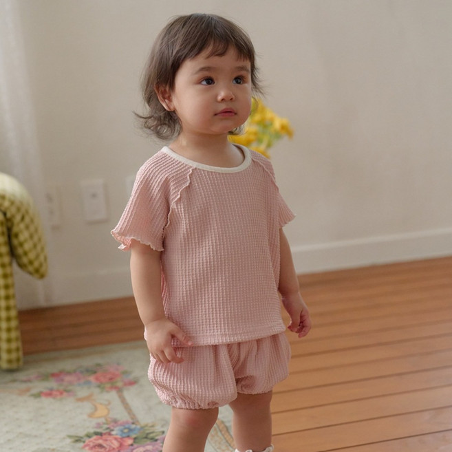 베베나인 유아용 피크닉 블루머 상하의 세트