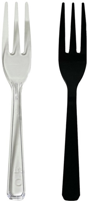 생활을그리다 디저트 포크 12cm 2색혼합 투명 블랙 벌크 포장 100개입, 1세트