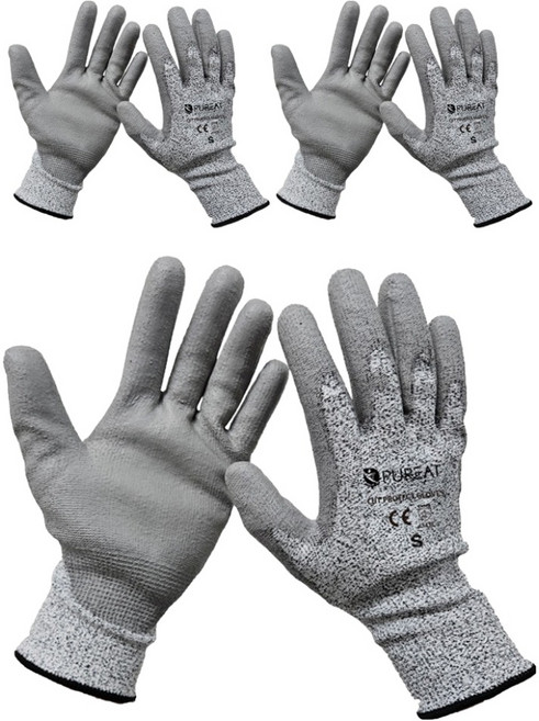 퓨리트 컷프로텍트 다목적 안전 작업장갑 양손착용 세트 S, 그레이, 3세트